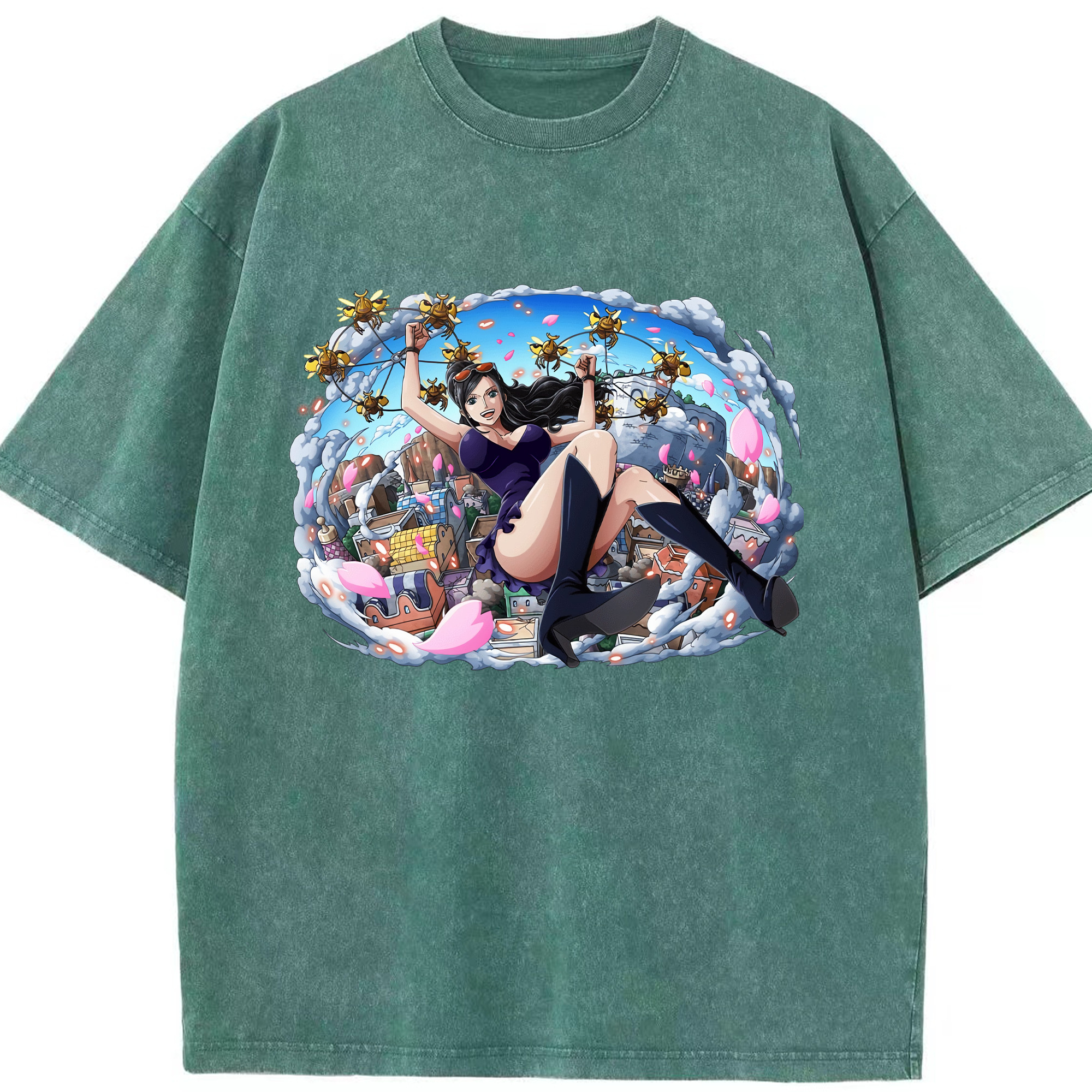ワンピース ニコ・ロビン ONE PIECE Nico Robin 綿100% ヴィンテージ風 半袖Tシャツ（フロントプリント）
